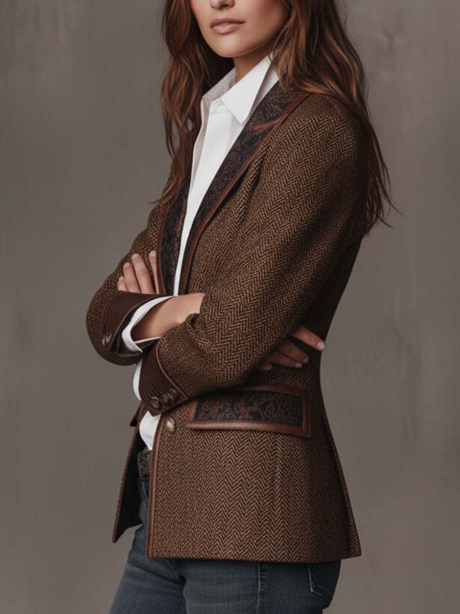 Hazel | Herringbone Panel Blazer