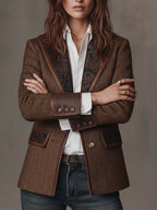 Hazel | Herringbone Panel Blazer