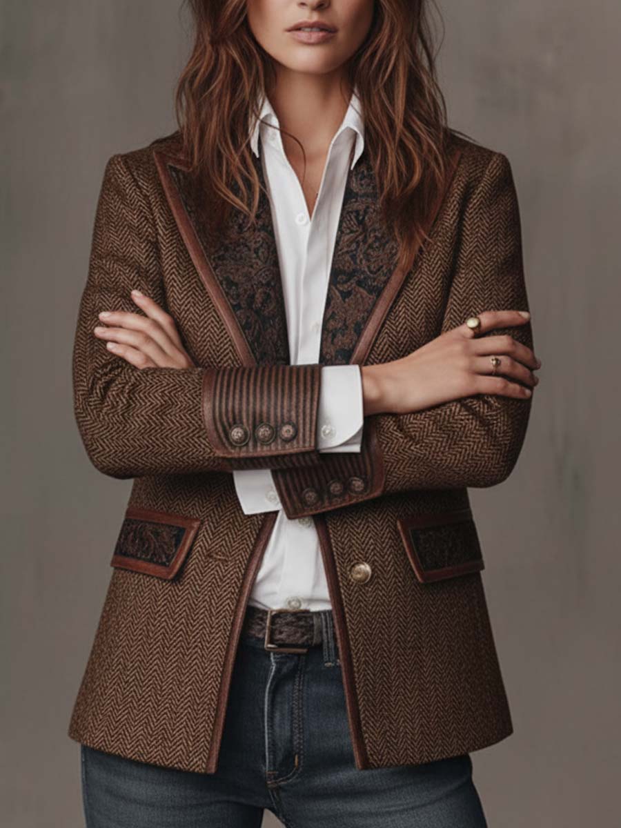 Hazel | Herringbone Panel Blazer