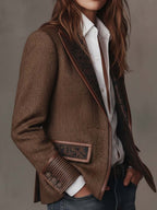 Hazel | Herringbone Panel Blazer