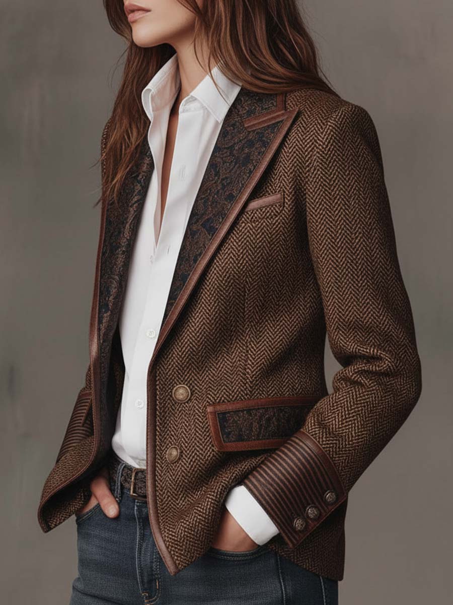 Hazel | Herringbone Panel Blazer