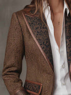 Hazel | Herringbone Panel Blazer
