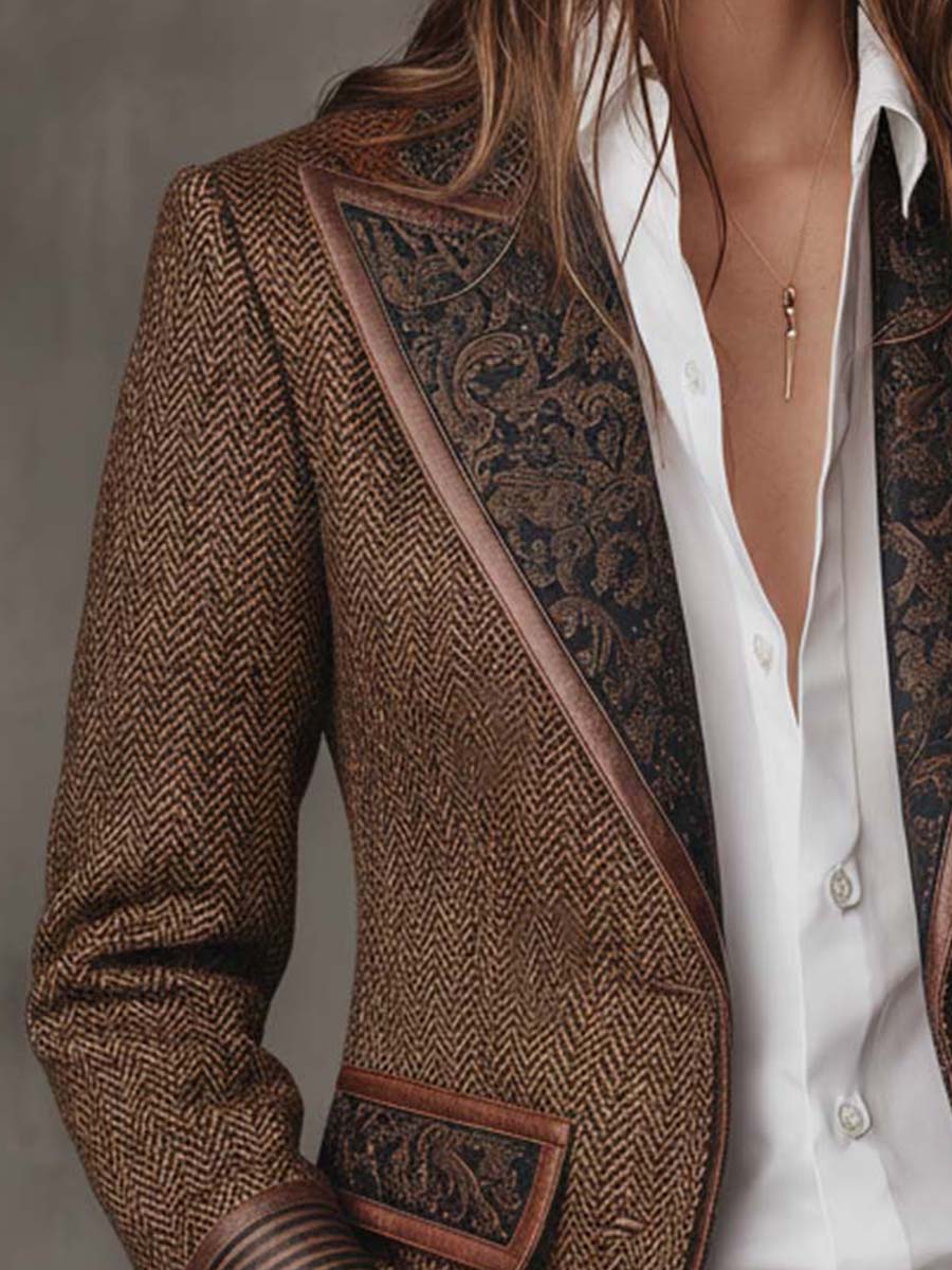 Hazel | Herringbone Panel Blazer