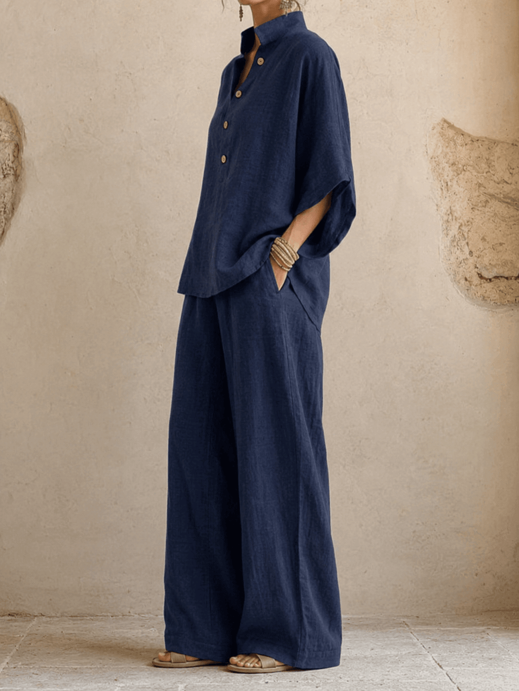 Maribel | Batwing Blouse & Wide-Leg Pants Set