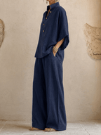 Maribel | Batwing Blouse & Wide-Leg Pants Set