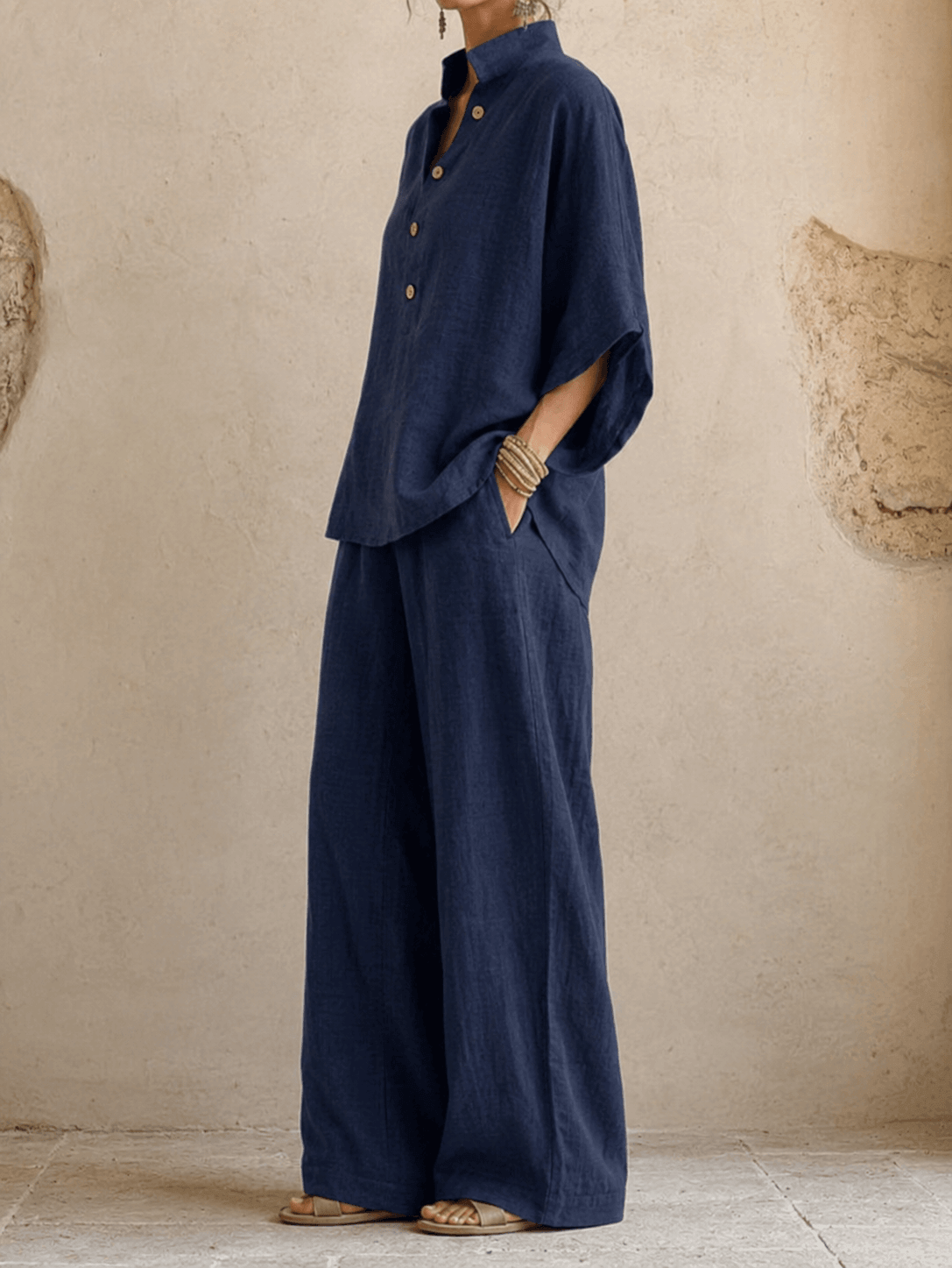 Maribel | Batwing Blouse & Wide-Leg Pants Set