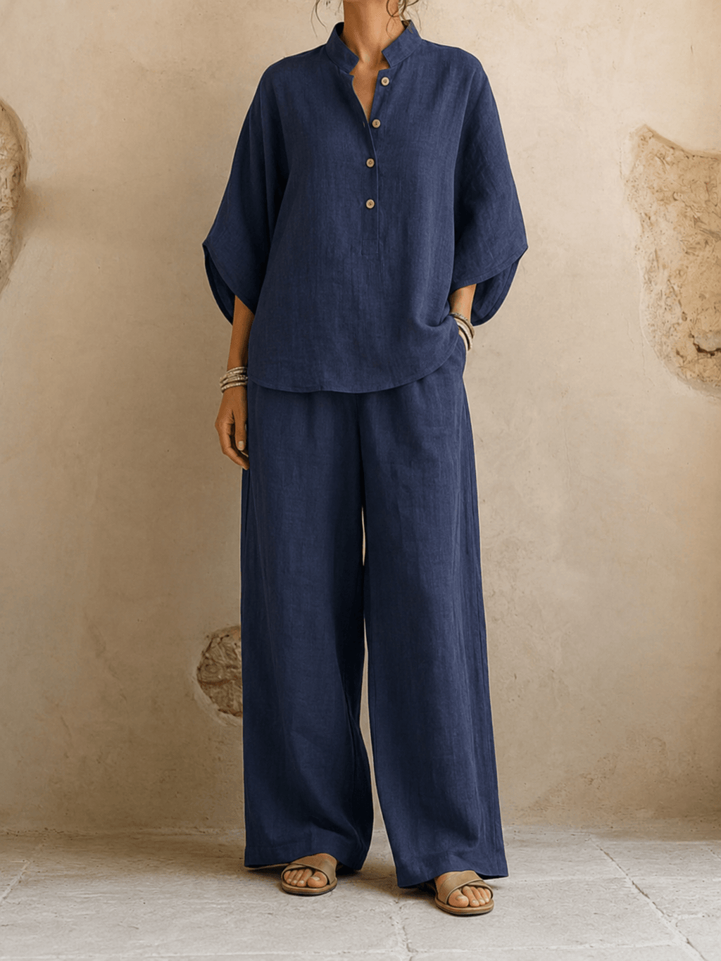 Maribel | Batwing Blouse & Wide-Leg Pants Set