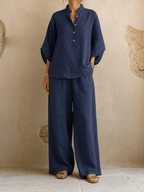 Maribel | Batwing Blouse & Wide-Leg Pants Set