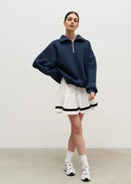 Relaxed Fit Zip-Up Sweater