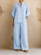 Maribel | Batwing Blouse & Wide-Leg Pants Set