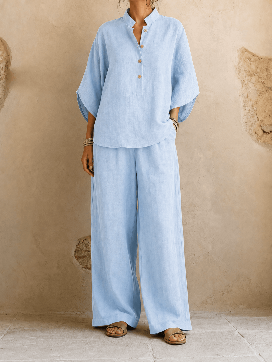 Maribel | Batwing Blouse & Wide-Leg Pants Set