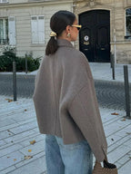 Women's Boxy Cropped Wool Coat Jacket
