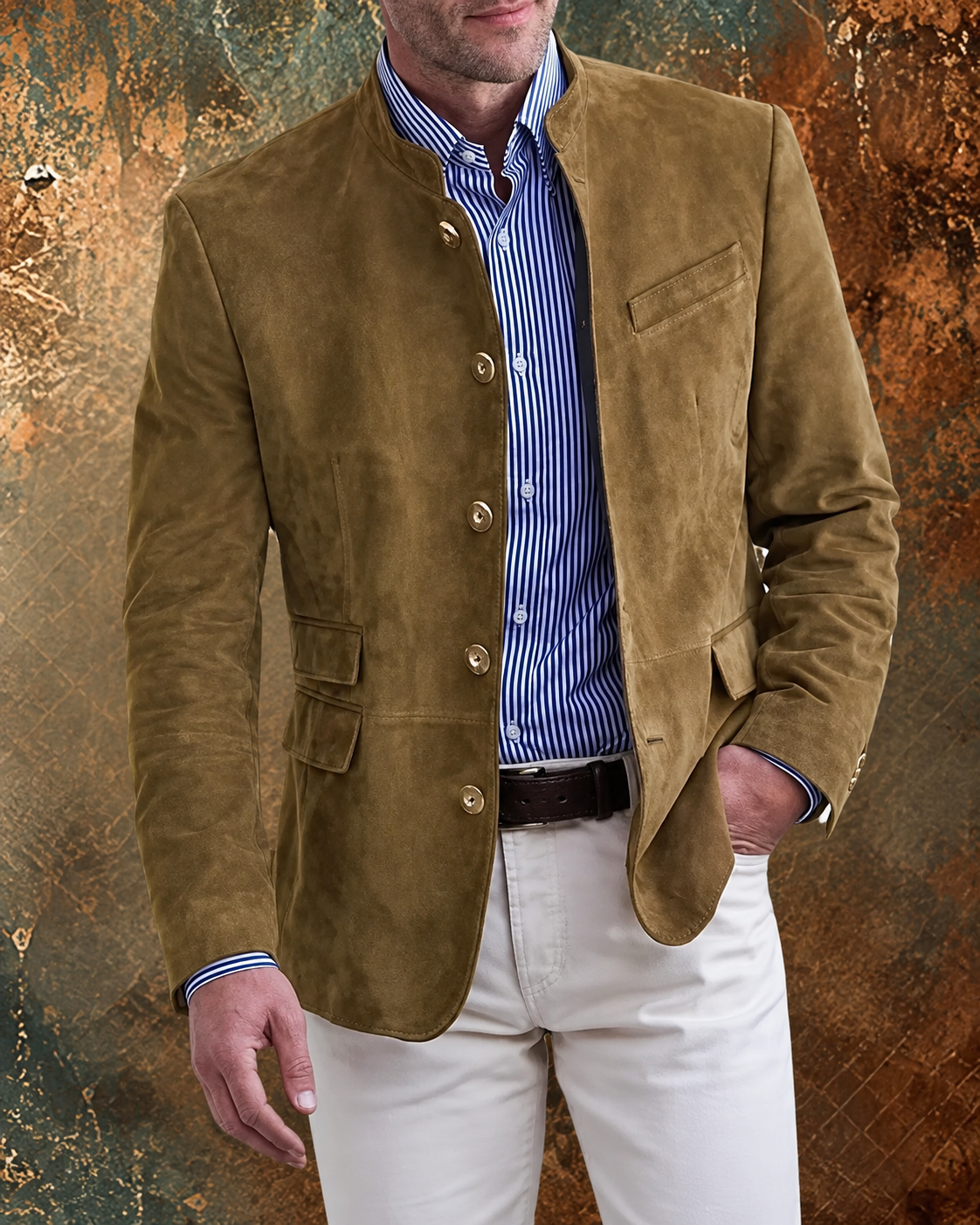 Rochester | Men's Stand-Collar Suede-Look Jacket