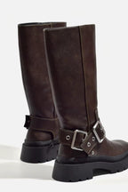 Knee-High Chunky Flat Boots