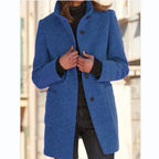 Retro Wool Coat Women – Stylish Stand Collar for Casual Chic