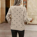 Cosy Polka Dot Knit Pullover Sweater for Women