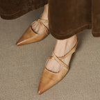 Aluna | Genuine Leather Cross-Strap Mules