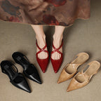 Aluna | Genuine Leather Cross-Strap Mules