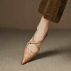 Aluna | Genuine Leather Cross-Strap Mules