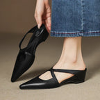Aluna | Genuine Leather Cross-Strap Mules