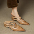 Aluna | Genuine Leather Cross-Strap Mules