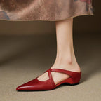 Aluna | Genuine Leather Cross-Strap Mules