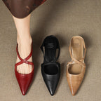 Aluna | Genuine Leather Cross-Strap Mules