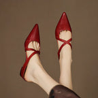 Aluna | Genuine Leather Cross-Strap Mules