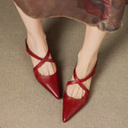 Aluna | Genuine Leather Cross-Strap Mules