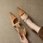 Aluna | Genuine Leather Cross-Strap Mules