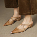 Aluna | Genuine Leather Cross-Strap Mules