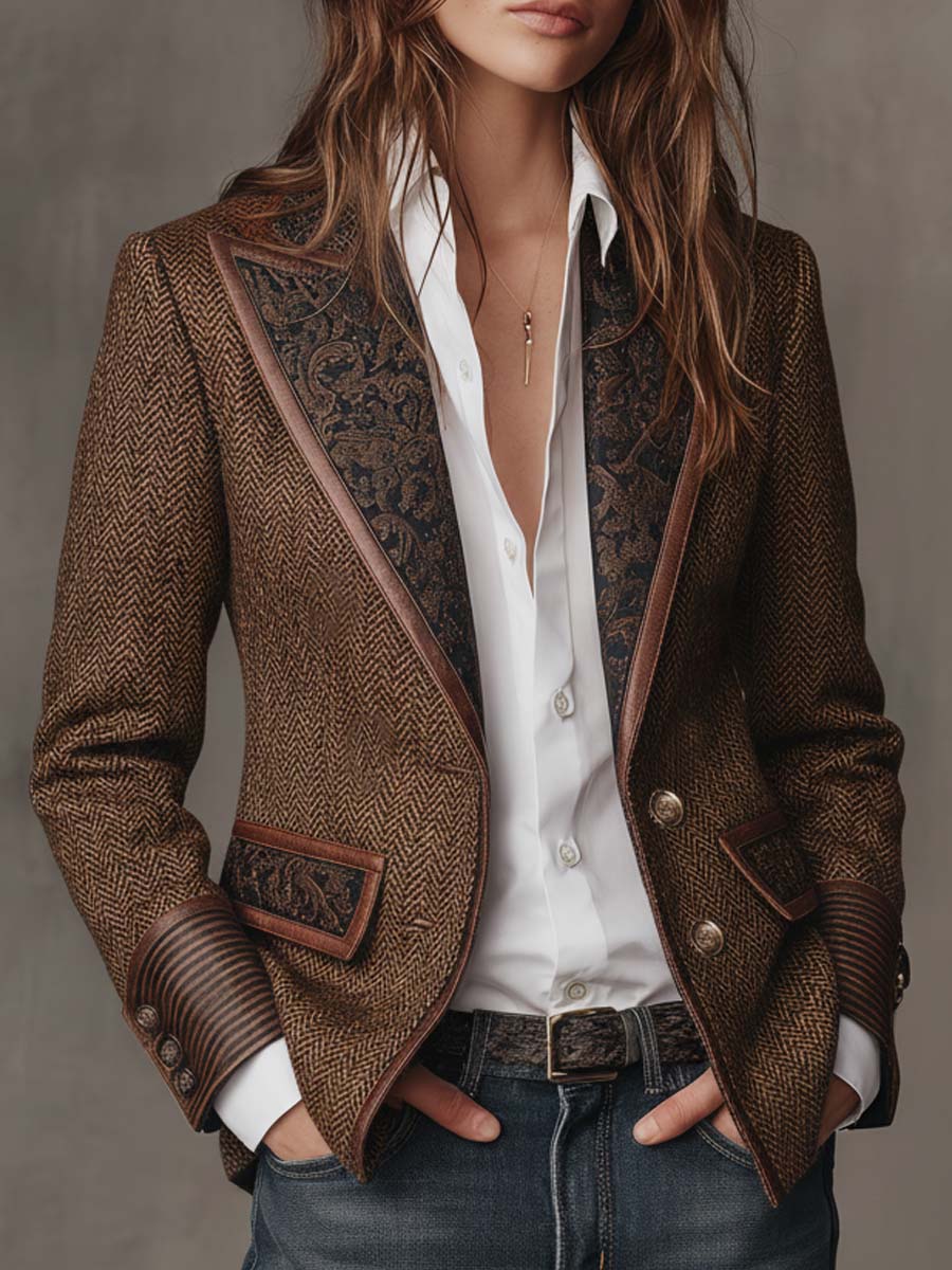 Hazel | Herringbone Panel Blazer