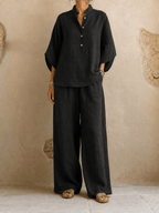 Maribel | Batwing Blouse & Wide-Leg Pants Set