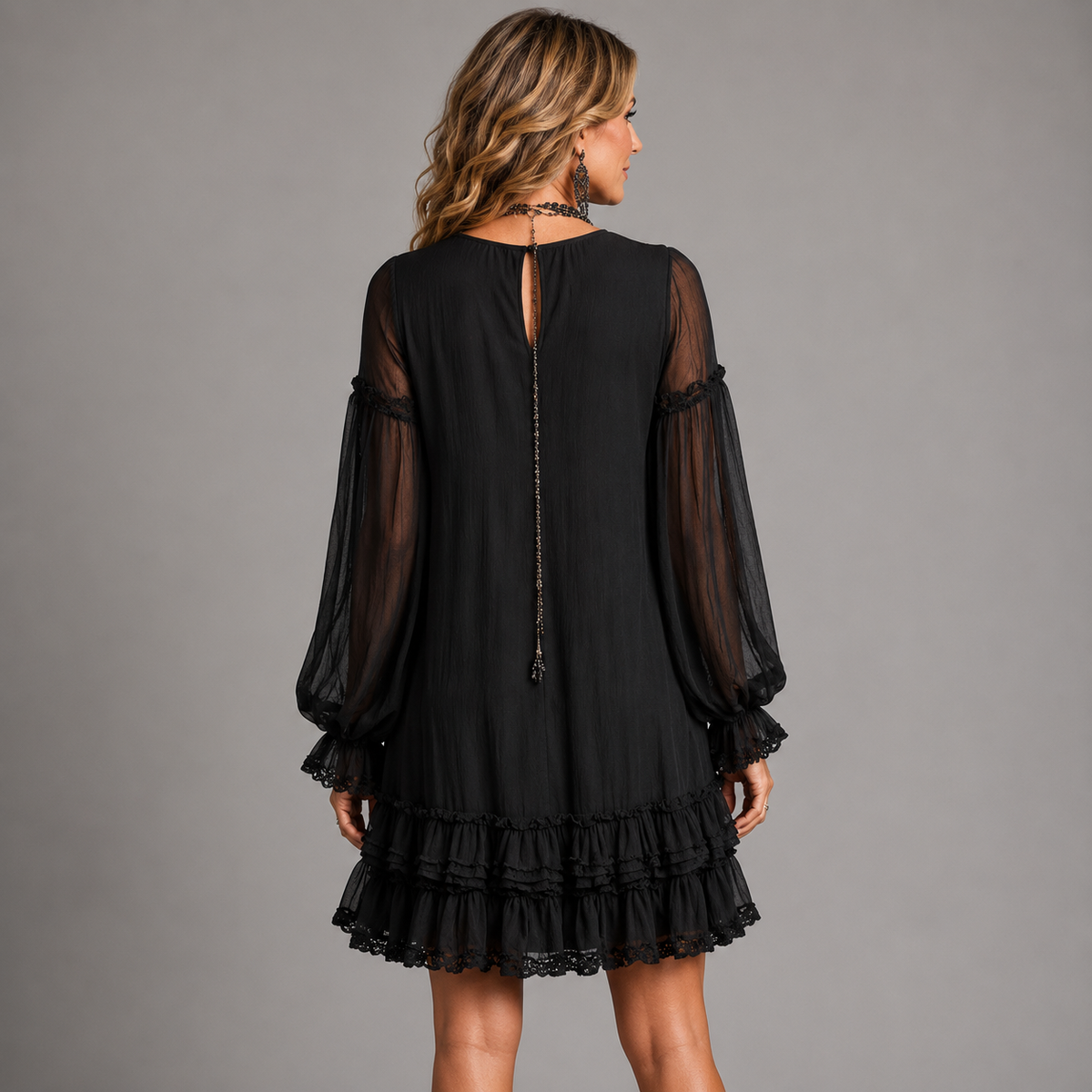 Oriella | Ruffle-Trim A-Line Mini Dress