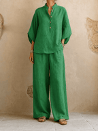 Maribel | Batwing Blouse & Wide-Leg Pants Set