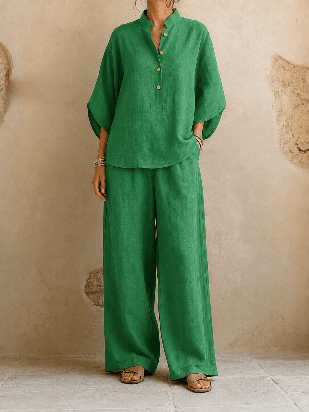 Maribel | Batwing Blouse & Wide-Leg Pants Set