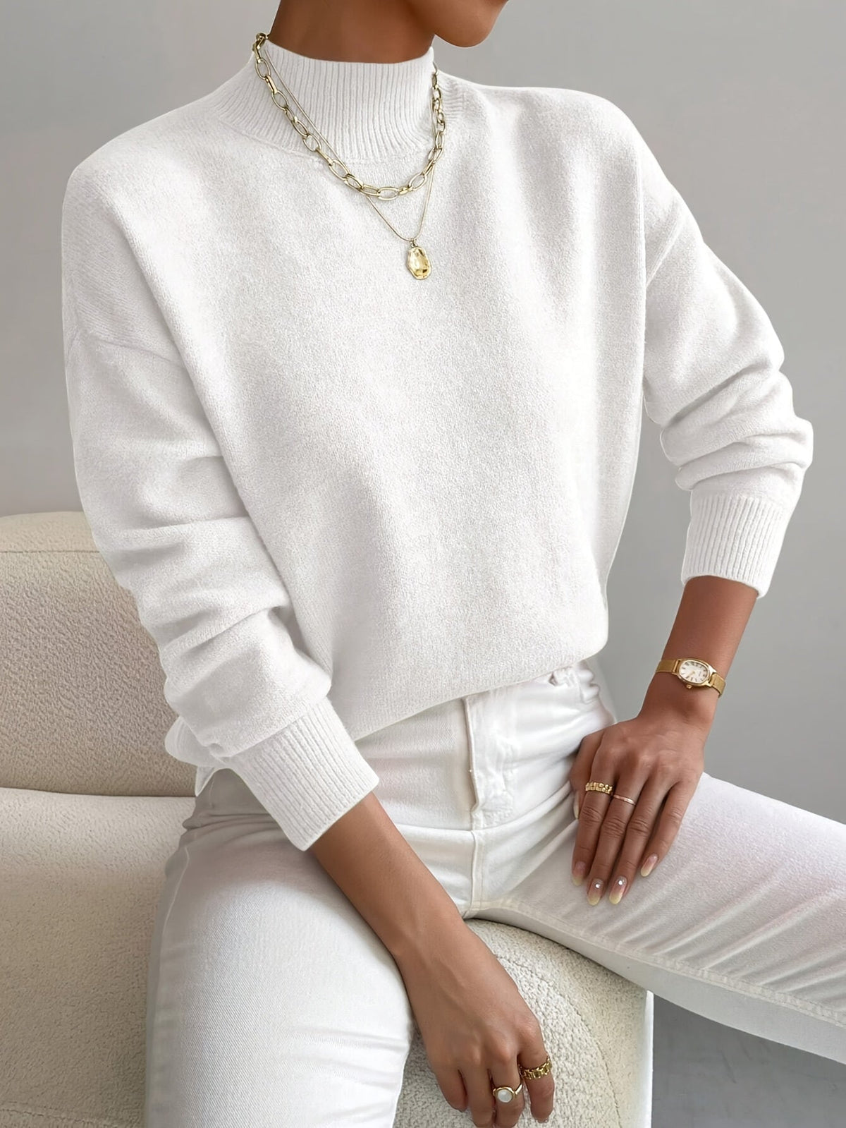 Eleanor | Soft Mock Neck Knit Sweater