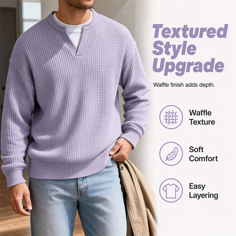 Theo | Men's Mock-Layer Waffle Knit Top