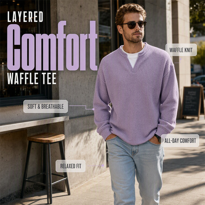 Theo | Men's Mock-Layer Waffle Knit Top