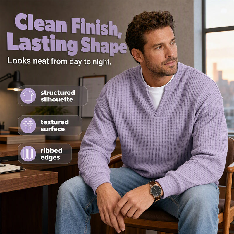 Theo | Men's Mock-Layer Waffle Knit Top