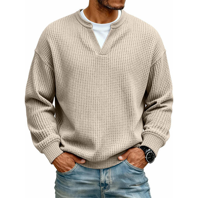 Theo | Men's Mock-Layer Waffle Knit Top