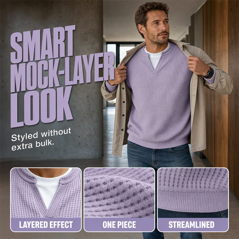 Theo | Men's Mock-Layer Waffle Knit Top