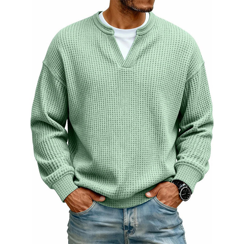 Theo | Men's Mock-Layer Waffle Knit Top