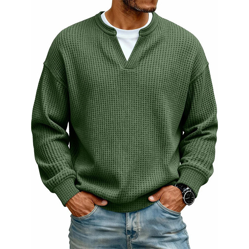 Theo | Men's Mock-Layer Waffle Knit Top