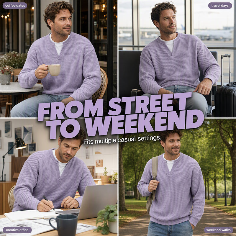 Theo | Men's Mock-Layer Waffle Knit Top