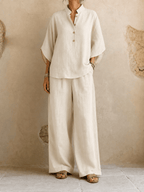 Maribel | Batwing Blouse & Wide-Leg Pants Set