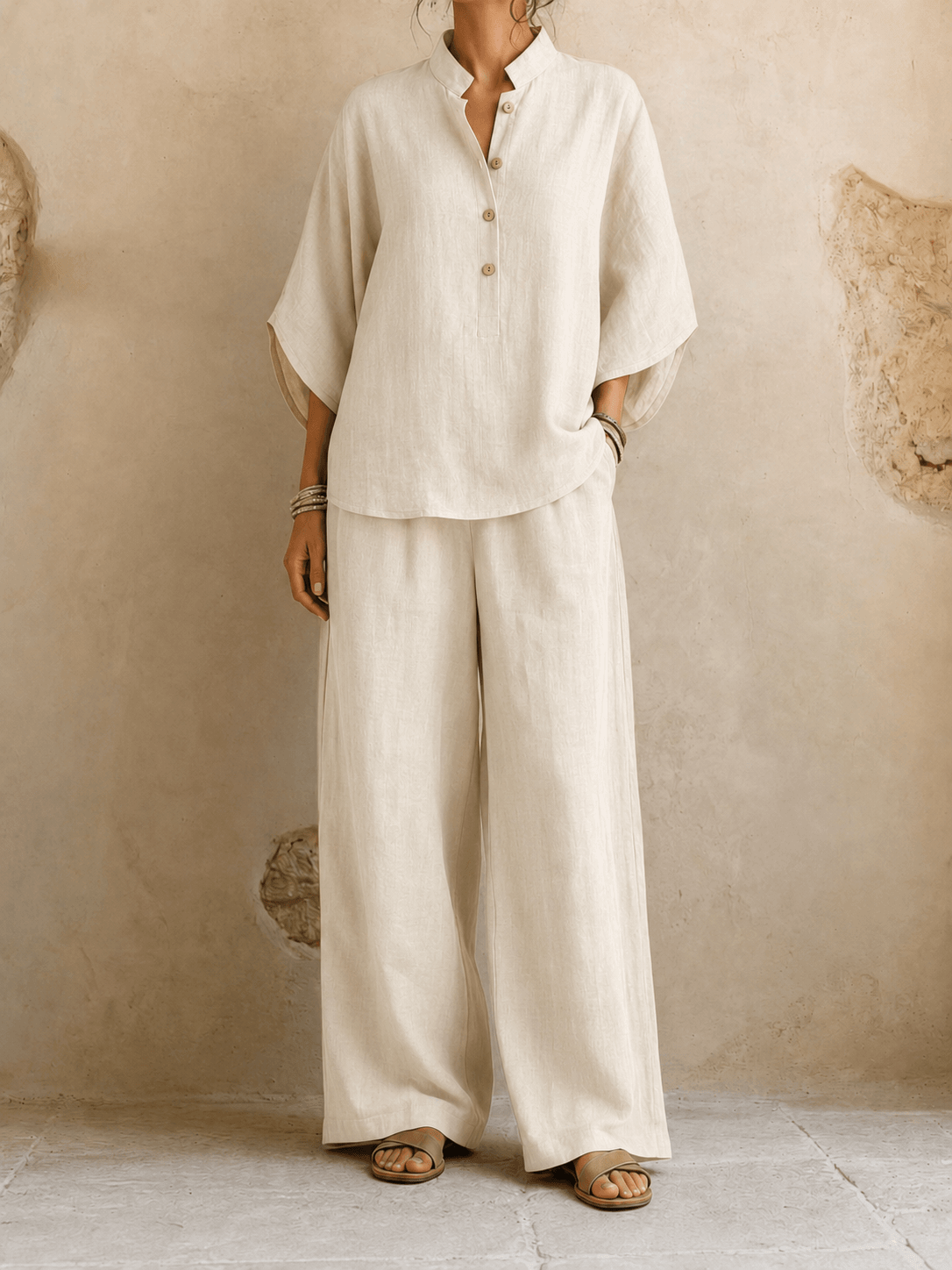 Maribel | Batwing Blouse & Wide-Leg Pants Set