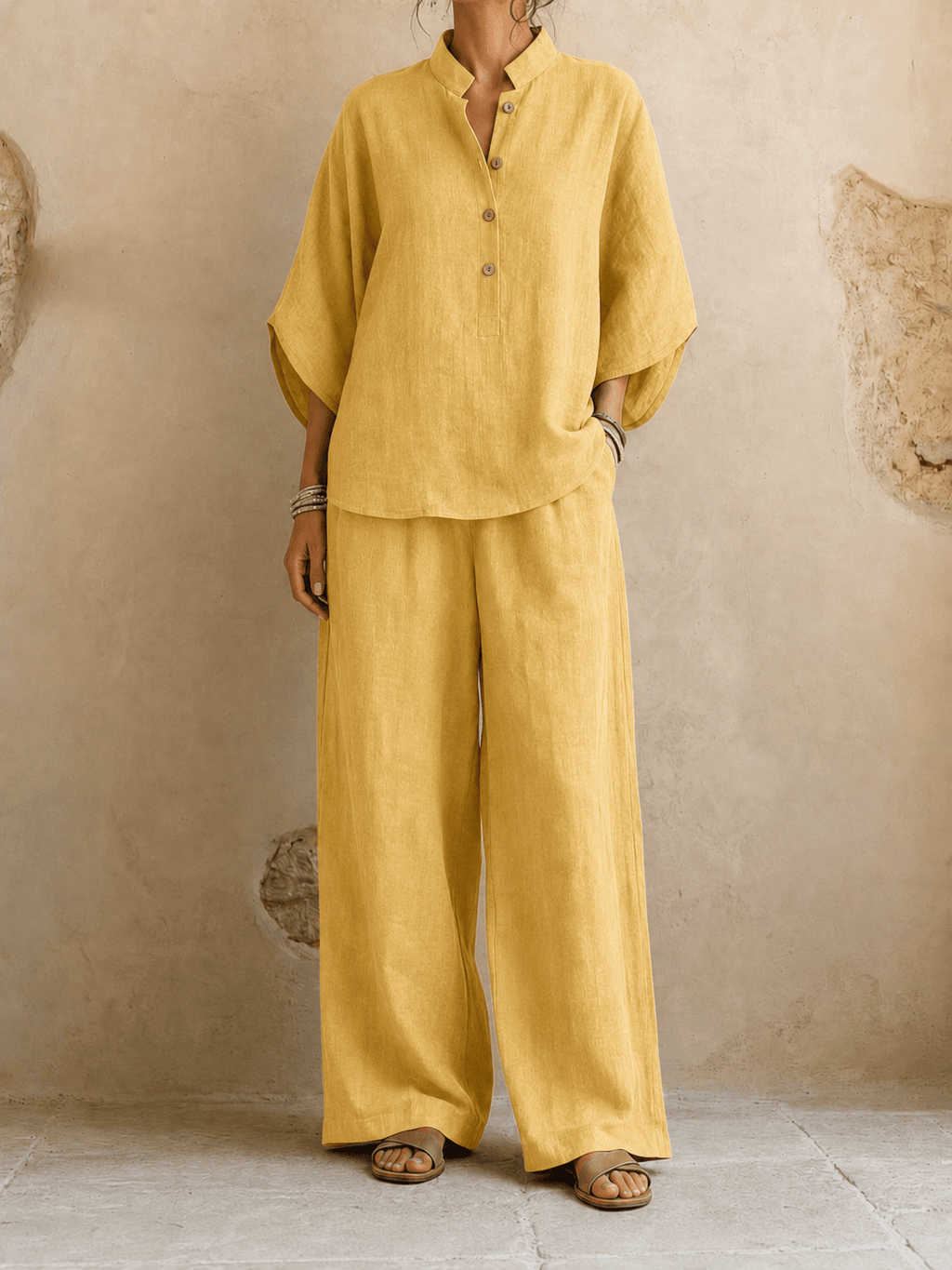 Maribel | Batwing Blouse & Wide-Leg Pants Set