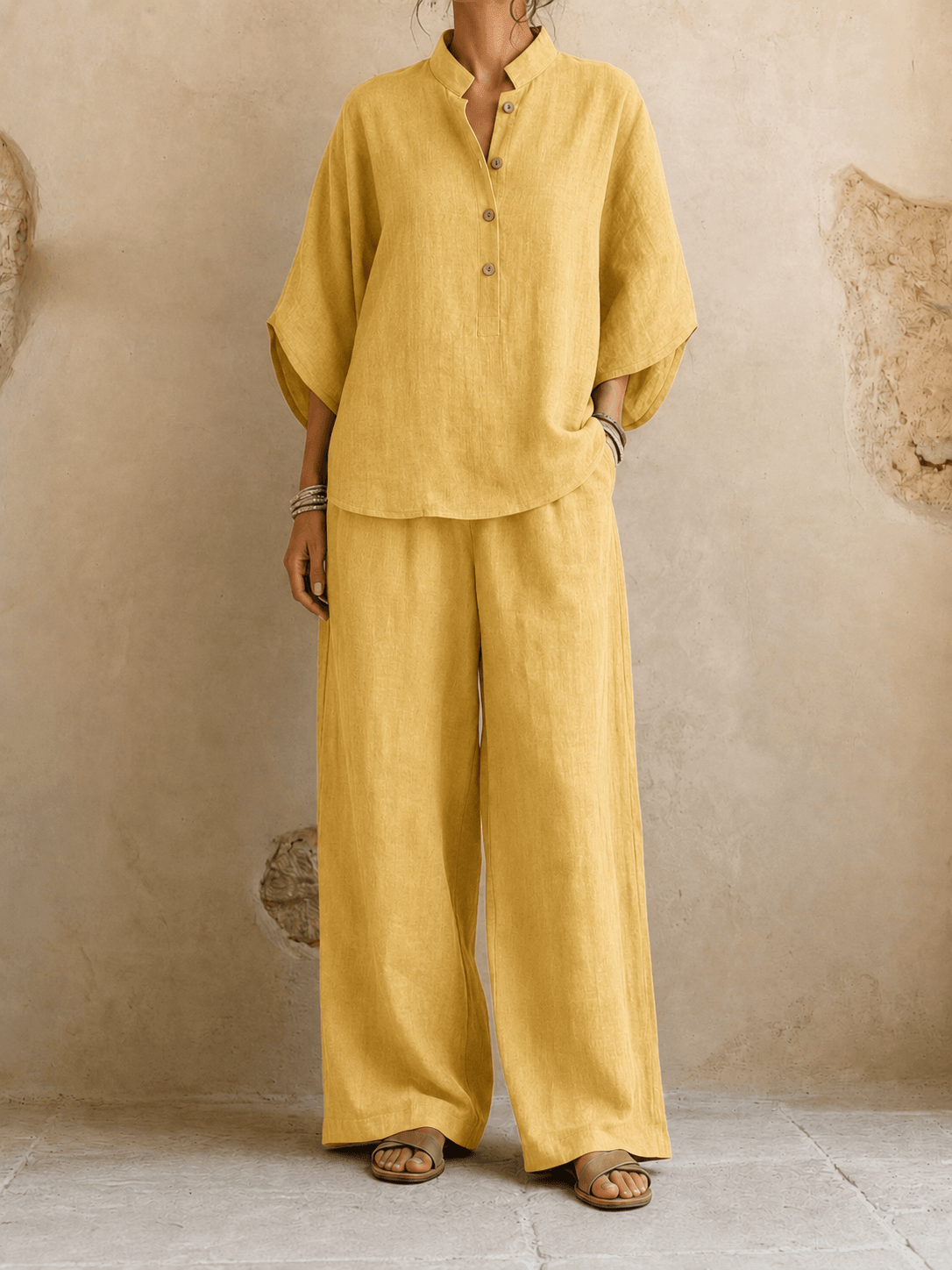 Maribel | Batwing Blouse & Wide-Leg Pants Set